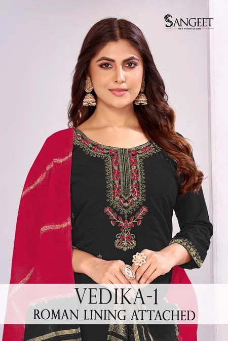 Vedika Vol 1 By Sangeet Roman Silk Kurti With Bottom Dupatta
